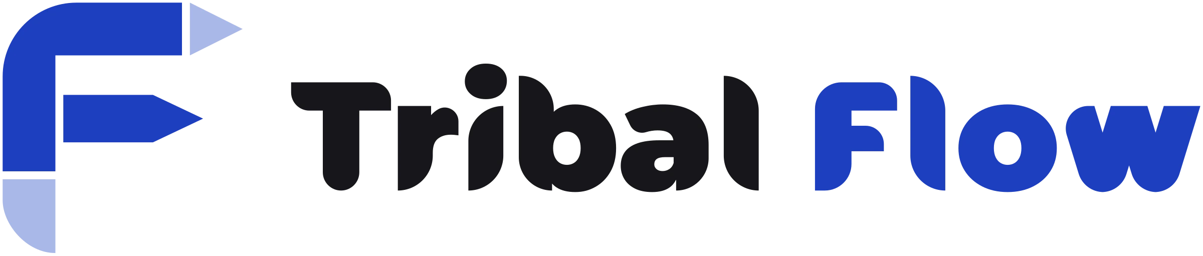Logo Tribal Flow : un F en chemin, à côté du nom de l’application