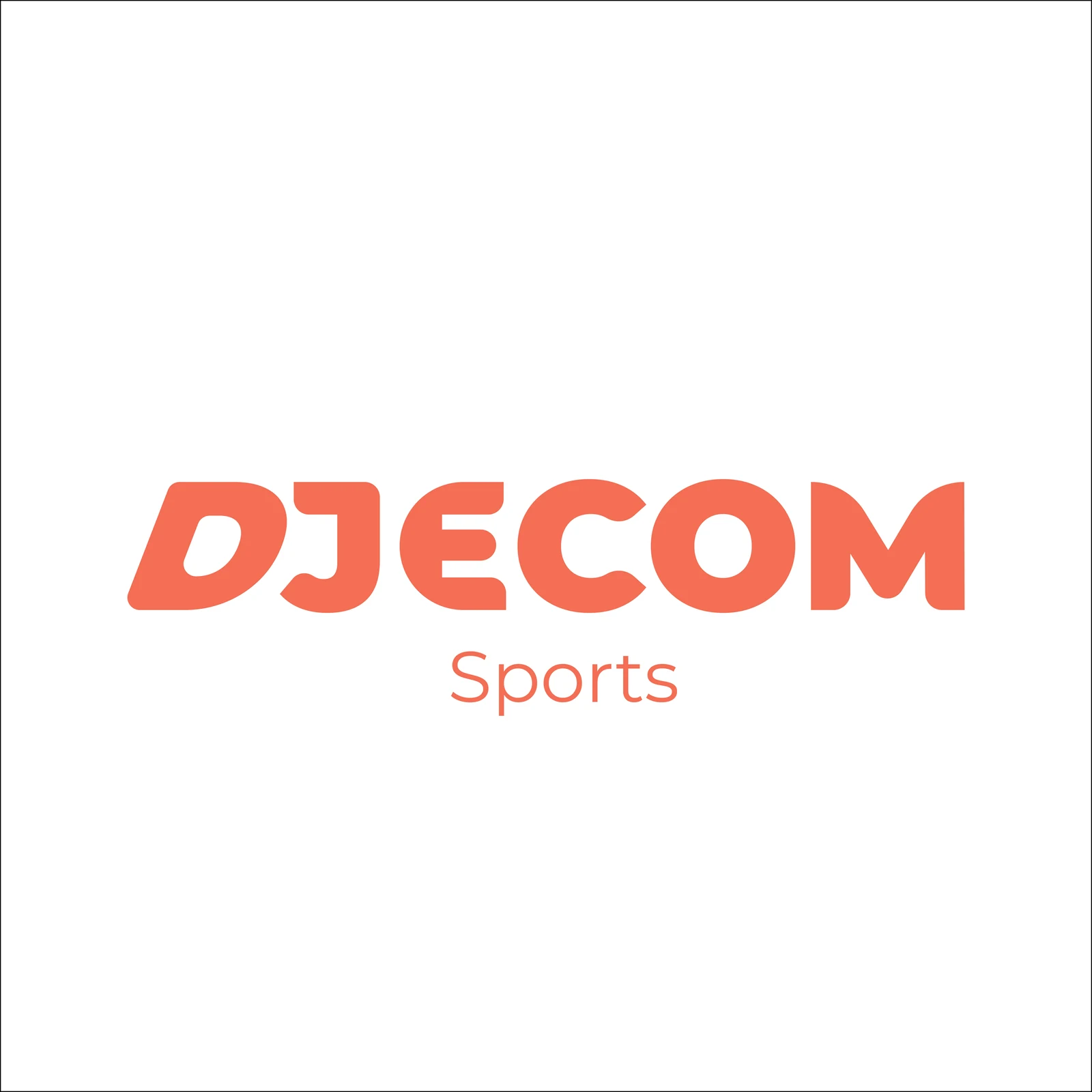Logo Djecom en corail sur fond blanc