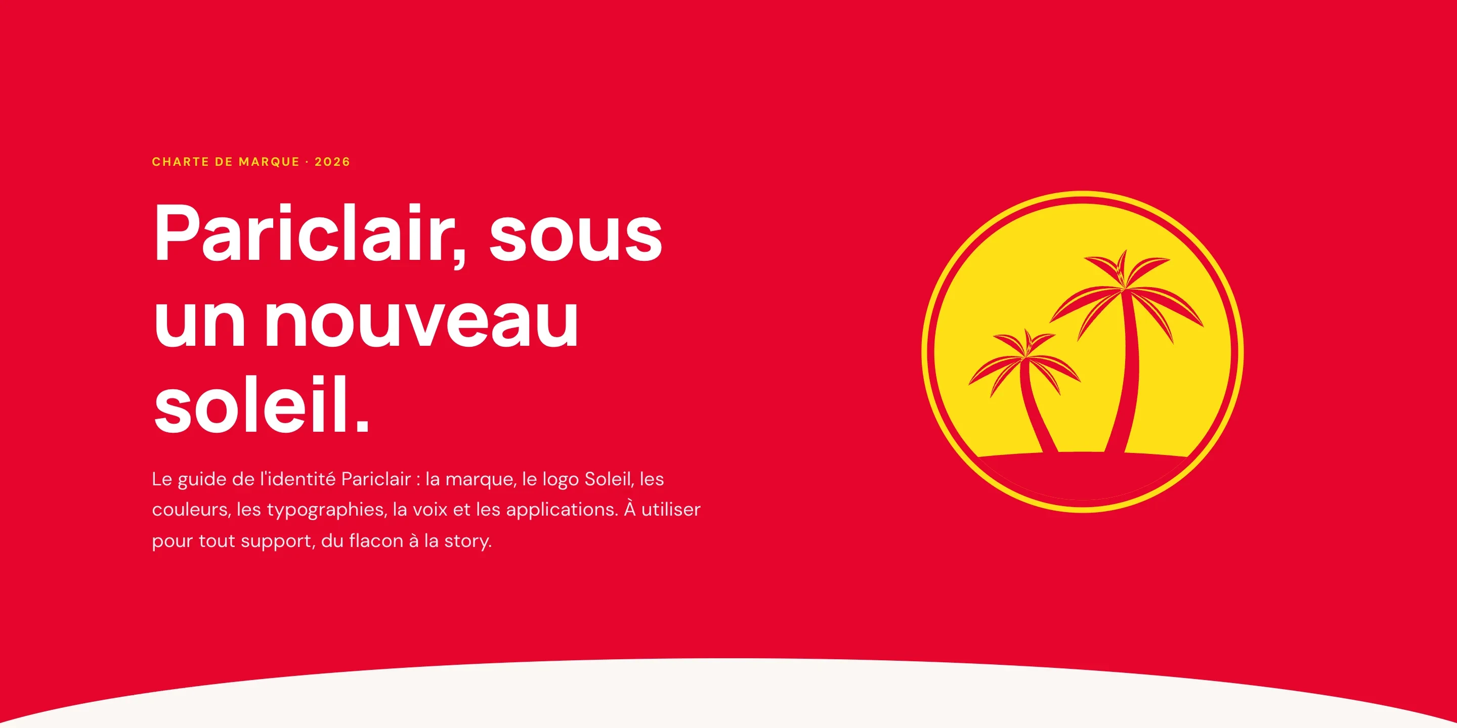 Page de couverture de la charte Pariclair sur fond rouge, avec le logo Soleil
