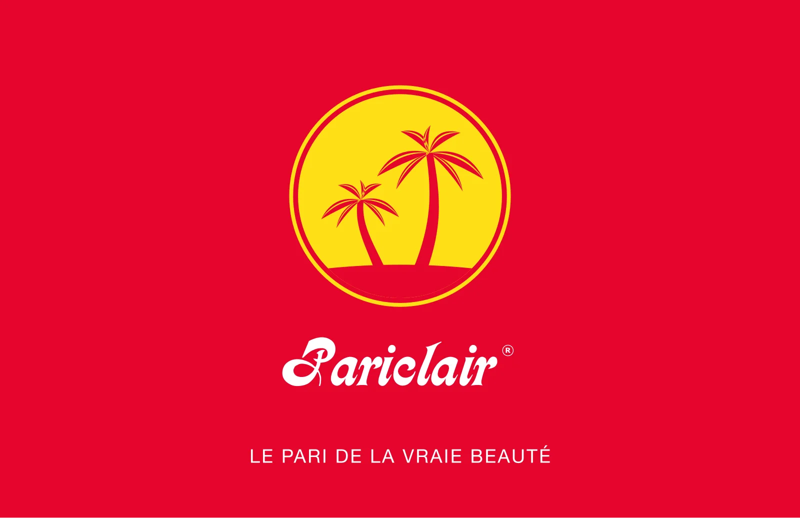 Carte de visite rouge avec le logo Soleil et la signature de la marque