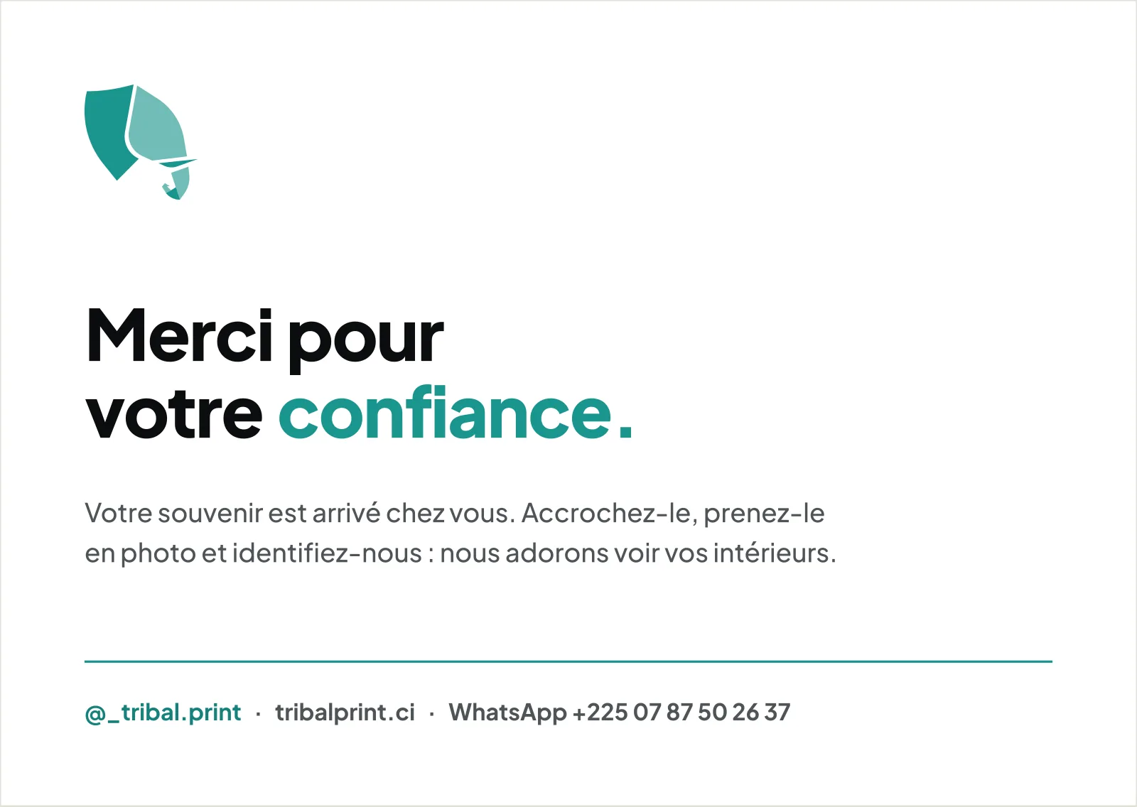 Carte de remerciement de Tribal Print : « Merci pour votre confiance. »