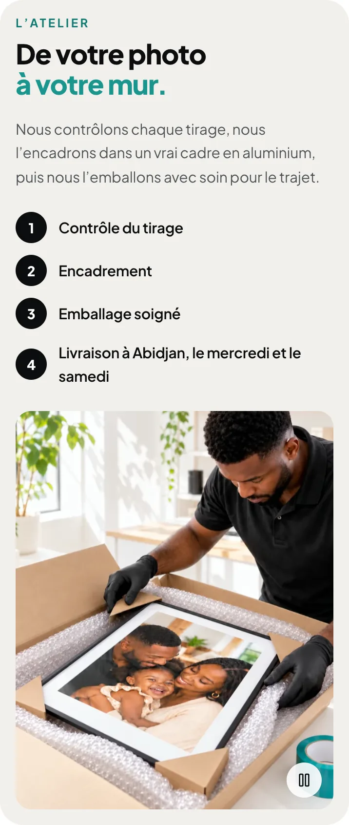 Le site sur téléphone : « De votre photo à votre mur », les quatre étapes de l’atelier